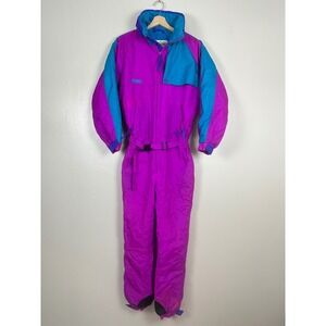 Columbia Youth's XL Snow Suit Purple Blue Vintage Insulated One Piece Retro